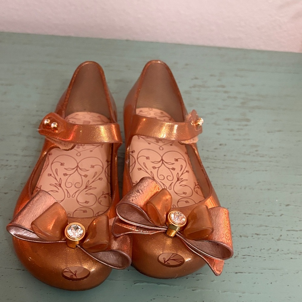 Girls' Shiny Bow Mini Melissa Flats SZ 10 T box 115